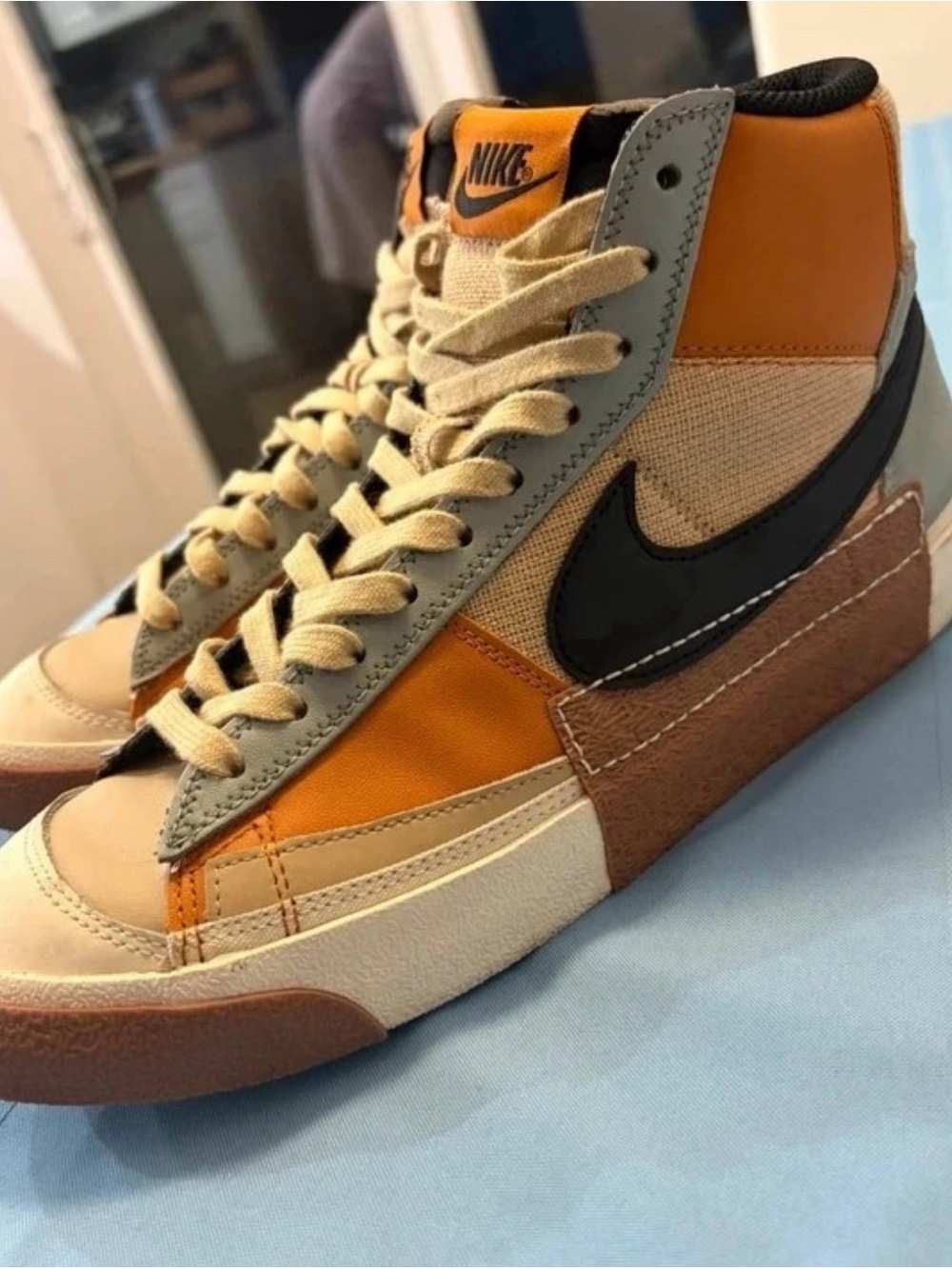 Nike Men's High-Top Sneakers in Orange and Beige 10